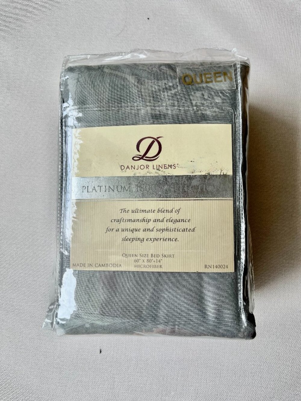 Danjor Linens Gray Platinum 1800 Collection NIB Bed Skirt